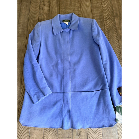 Vintage Y2K Harvé Benard Wool Cashmere Blend Blue Longline Jacket Sz 12 NWT - Picture 7 of 9